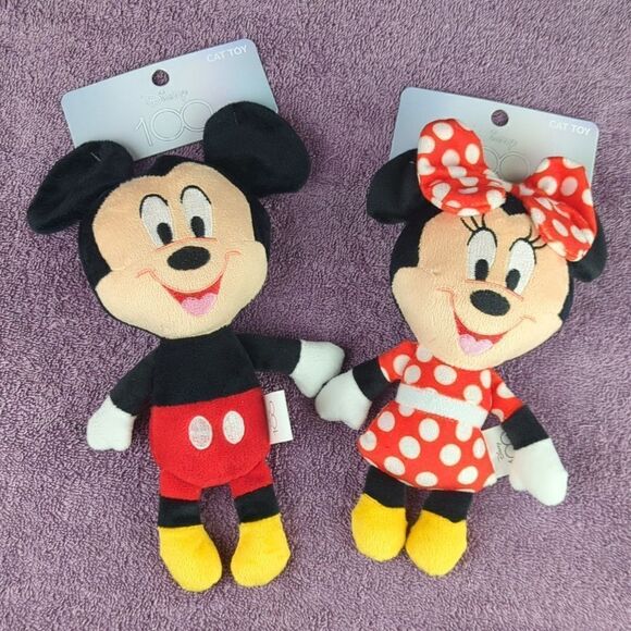 Disney Cat Toys!  Mickey & Minnie Mouse Together In A Set - Picture 1 of 10